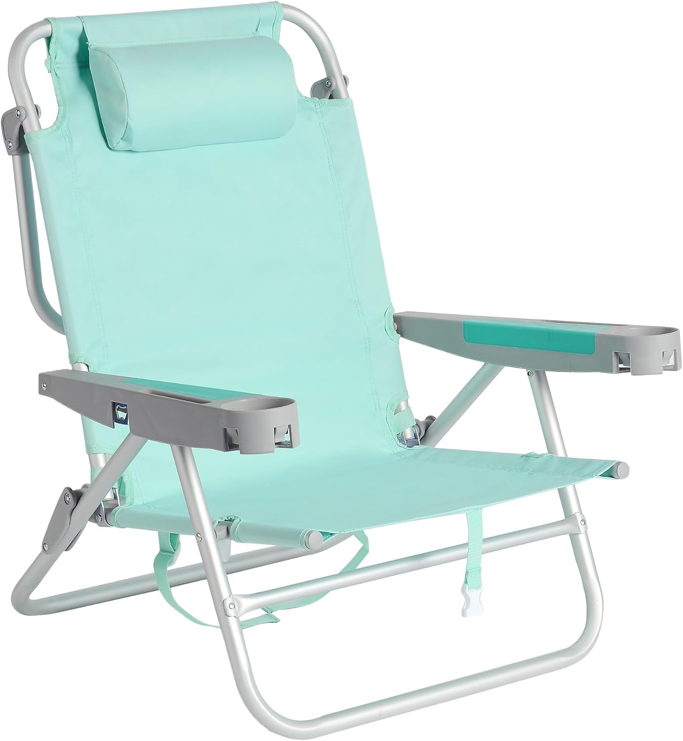 SUNNYFEEL 2pack Extra Wide Low Beach Chair 5 Position Lay Flat 500 LBS Heavy Duty, XL Oversized Portable Folding Camping Chairs with Cup Holder for Outdoor/Trip, Lightweight Backpack Beach Chair for Adults